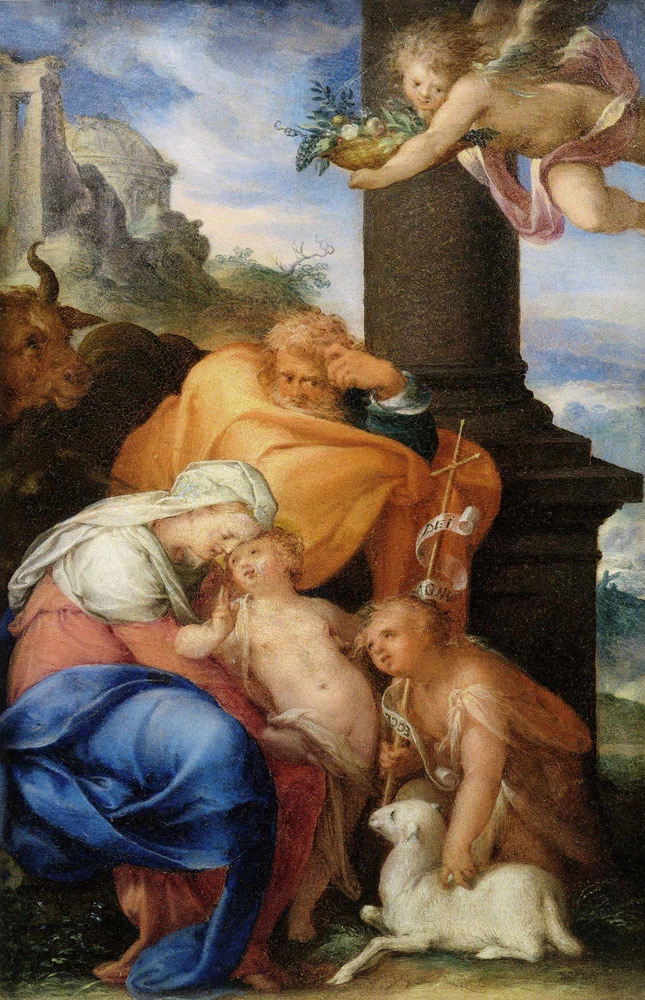 Bartholomeus Spranger - La Sacra Famiglia con San Giovanni Battista durante la fuga in Egitto, Galleria Palatina, Firenze